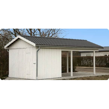 CARPORT ENKELT 3,60X7,20M CAR01HR MED REDSKABSRUM 3,20X2,20M