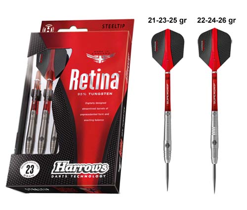 Retina Steeltip Tungsten Dartpile - Kvalitet fra Harrows
