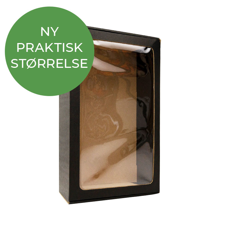 Lille gaveæske med rude – MATSORT 20x34x10 cm