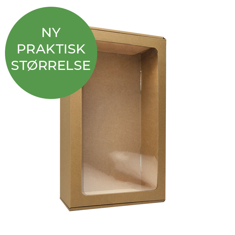 Lille gaveæske med rude – NATUR 20x34x10 cm