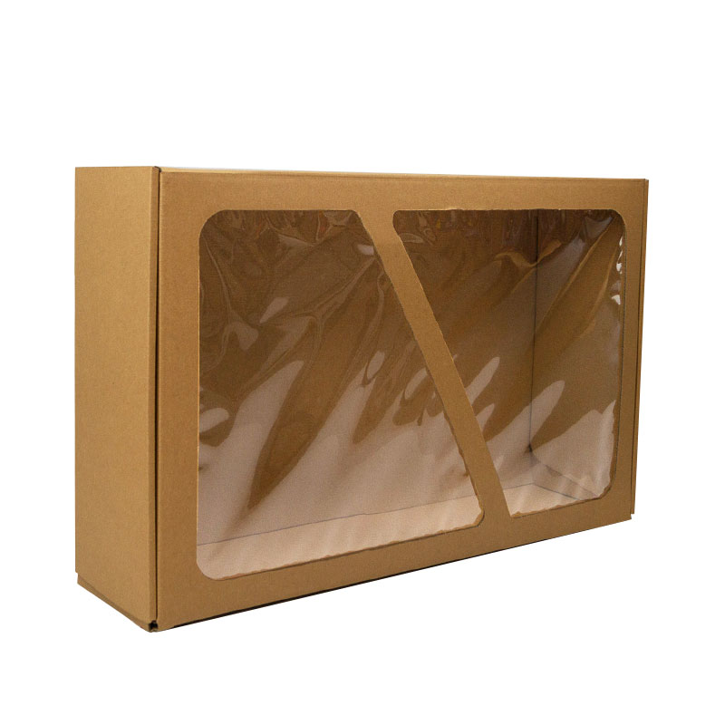 Stor gaveæske med rude – NATUR 55x35x14 cm