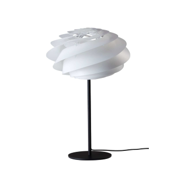 SWIRL BORDLAMPE MED HVID SKÆRM OG SORT STEL - LE KLINT