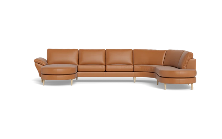 Symfoni 2018 hjørnesofa med chaiselong og open end - Cognac - L:363 cm