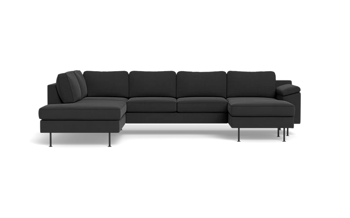 Houston sofa med chaiselong og open end - Antracit - L:306 cm
