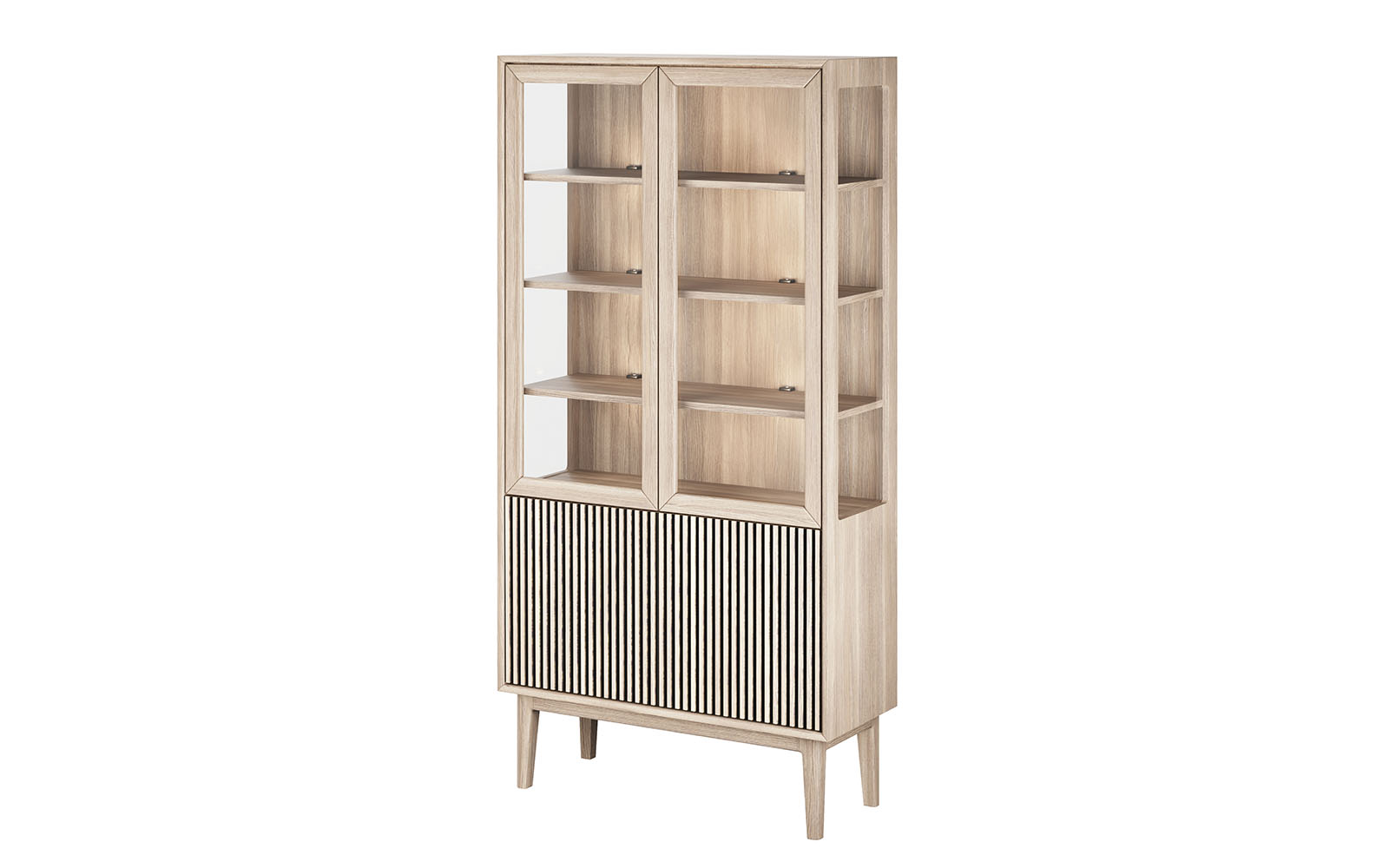 Broholm vitrine med glas i siderne - Hvidolieret eg