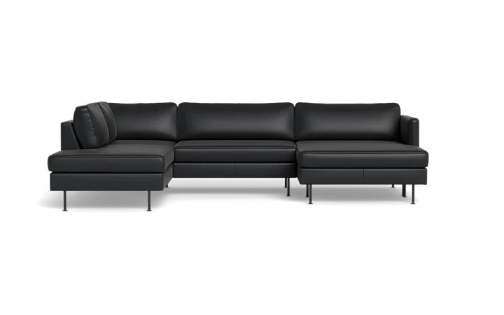 Houston sofa med open end og XL chaiselong - sort - L:315 cm