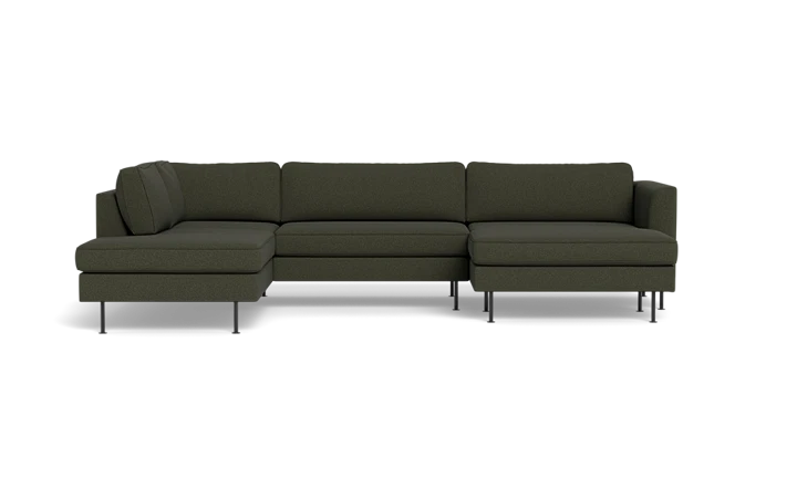 Houston sofa med open end og XL chaiselong - Mørkegrøn - L:324 cm