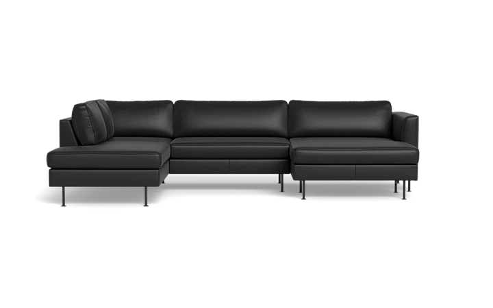 Houston sofa med open end og XL chaiselong - sort - L:324 cm