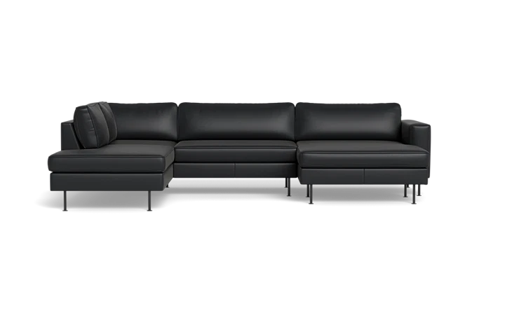 Houston sofa med open end og XL chaiselong - sort - L:324 cm
