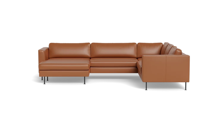 Houston hjørnesofa med XL chaiselong - Cognac - L:234 cm