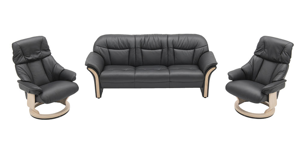 Nordisk komfort Chicago sofa og 2 lænestole - Sort