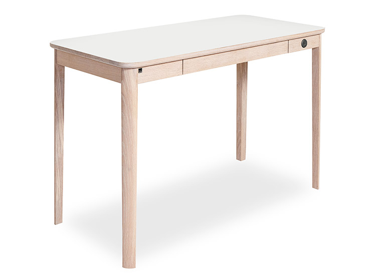 Skovby SM131 skrivebord - Hvidolieret eg - Massiv træ/Laminat (55x115x74 cm.)