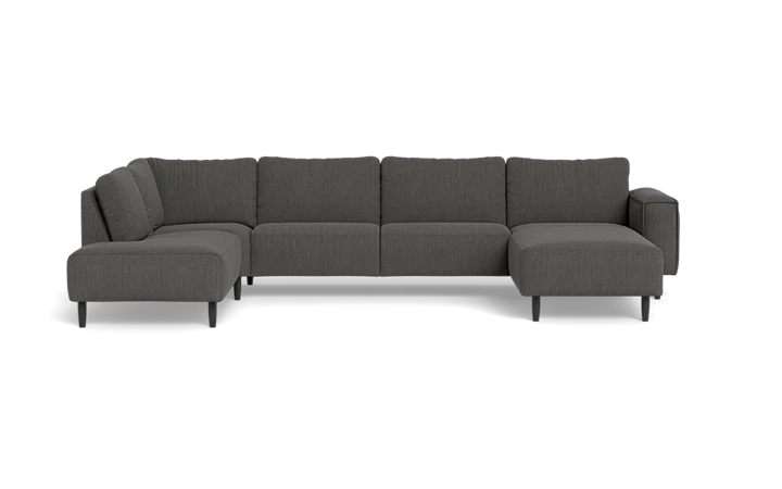 Solution 2701 sofa med chaiselong og open end - Mørkegrå - L:370 cm